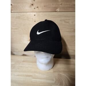 Vintage 90s Nike Classic Swoosh Logo Pro Fitted Hat Cap Black Size 7 1/2 Flex